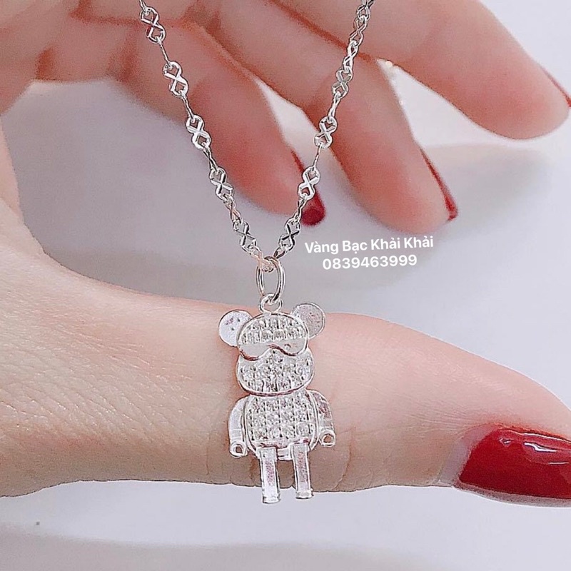 Dây chuyền mặt bearbrick bạc S925 siêu hot - Dây chuyền nữ Bạc S925 - Vàng Bạc Khải Khải