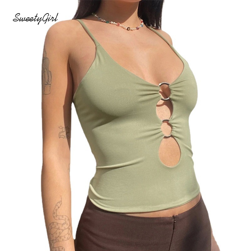 Áo Thun Mỏng Khoét Lỗ Tròn Kim Loại Màu Trơn Thời Trang Cho Nữ 2022 Màu Sắc