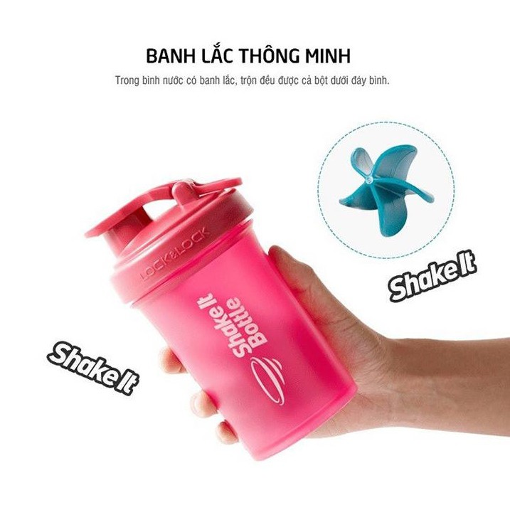 Bình lắc SHAKE IT Lock & Lock 600ml [ HAP945 ] - bình nước thể thao có banh lắc cho dân tập gym