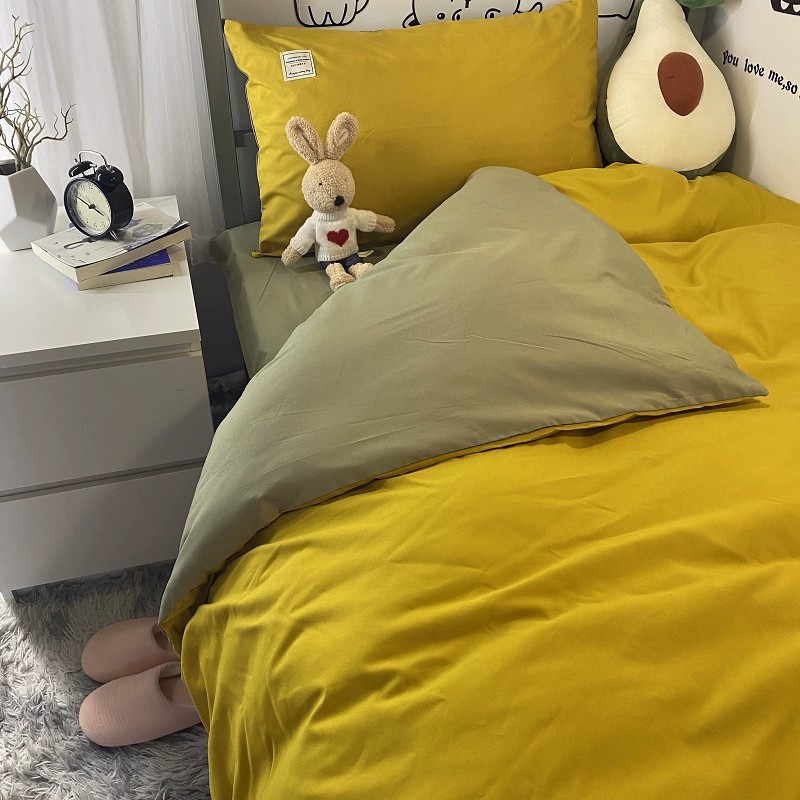Chăn Ga Cotton Tici LIDACO - Vàng Ga be