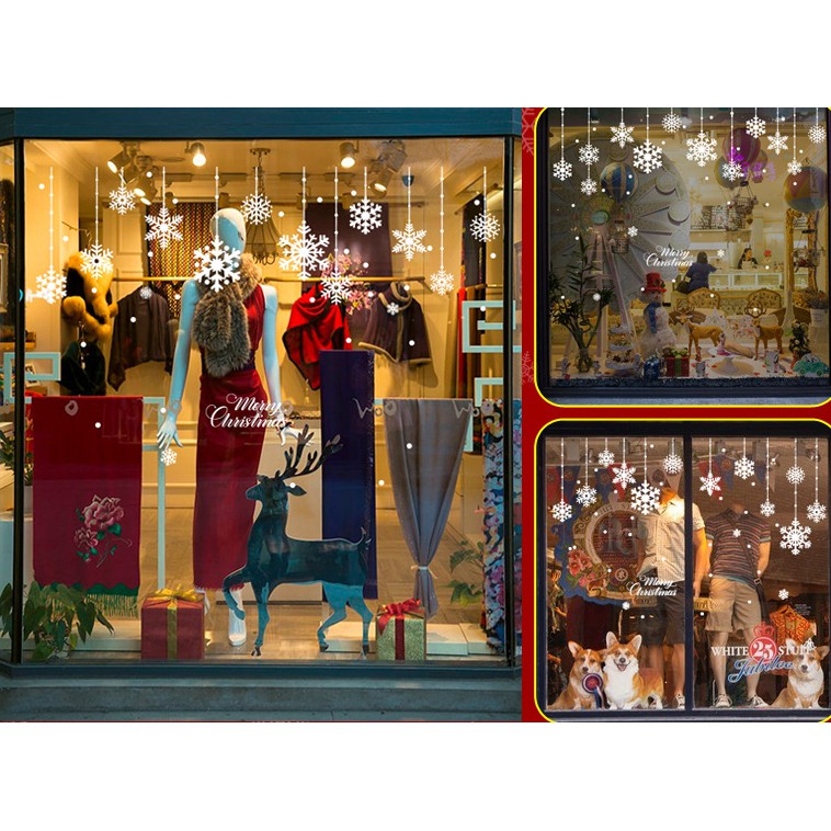 Decal Dán Tường Hình Bông Tuyết Chủ Đề Giáng Sinh, Decal Noel Trang Trí Phòng Khách, Phòng Ngủ, Cửa Hàng - MIN STORE