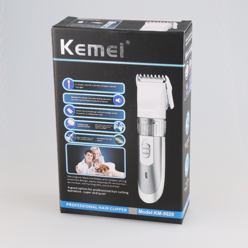 Tông đơ cắt tóc gia đình Kemei 9020 chính hãng , tăng đơ người lớn - trẻ em , máy hớt tóc chấn viền cho bé sạc pin . .