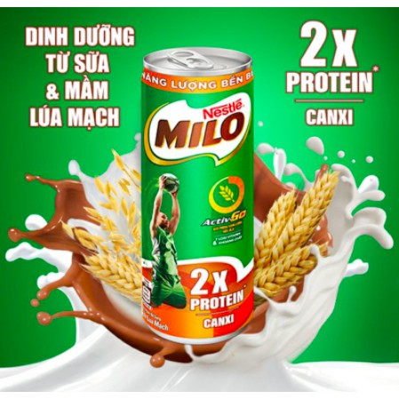 MILO LON - Thùng 24 lon sữa lúa mạch Nestle MILO x 240ml