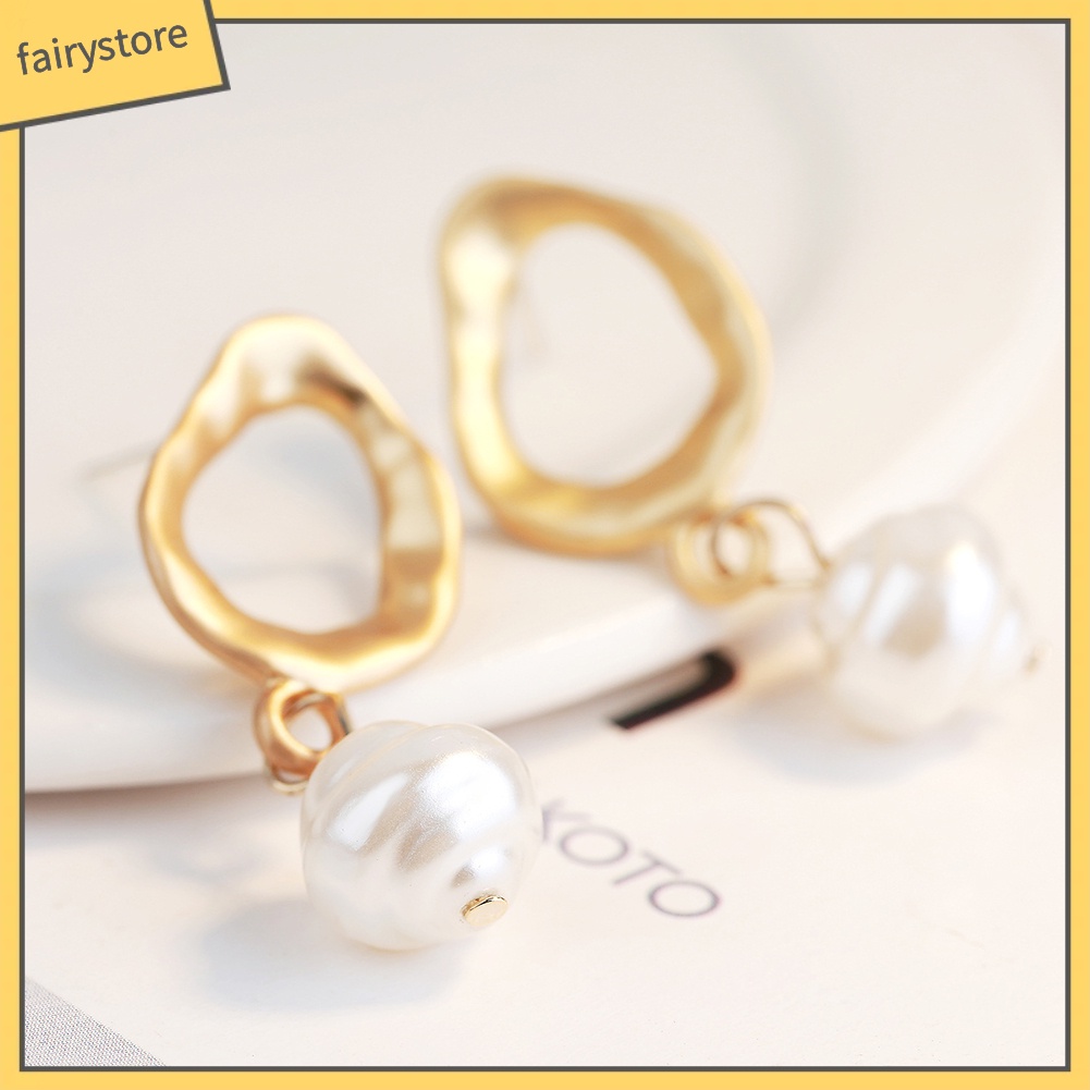 Khuyên Tai Dáng Dài Đính Ngọc Trai Nhân Tạo Thời Trang