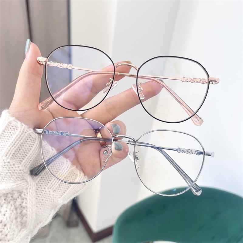 Mắt kính gọng tròn kim loại phong cách retro thời trang Hàn Quốc