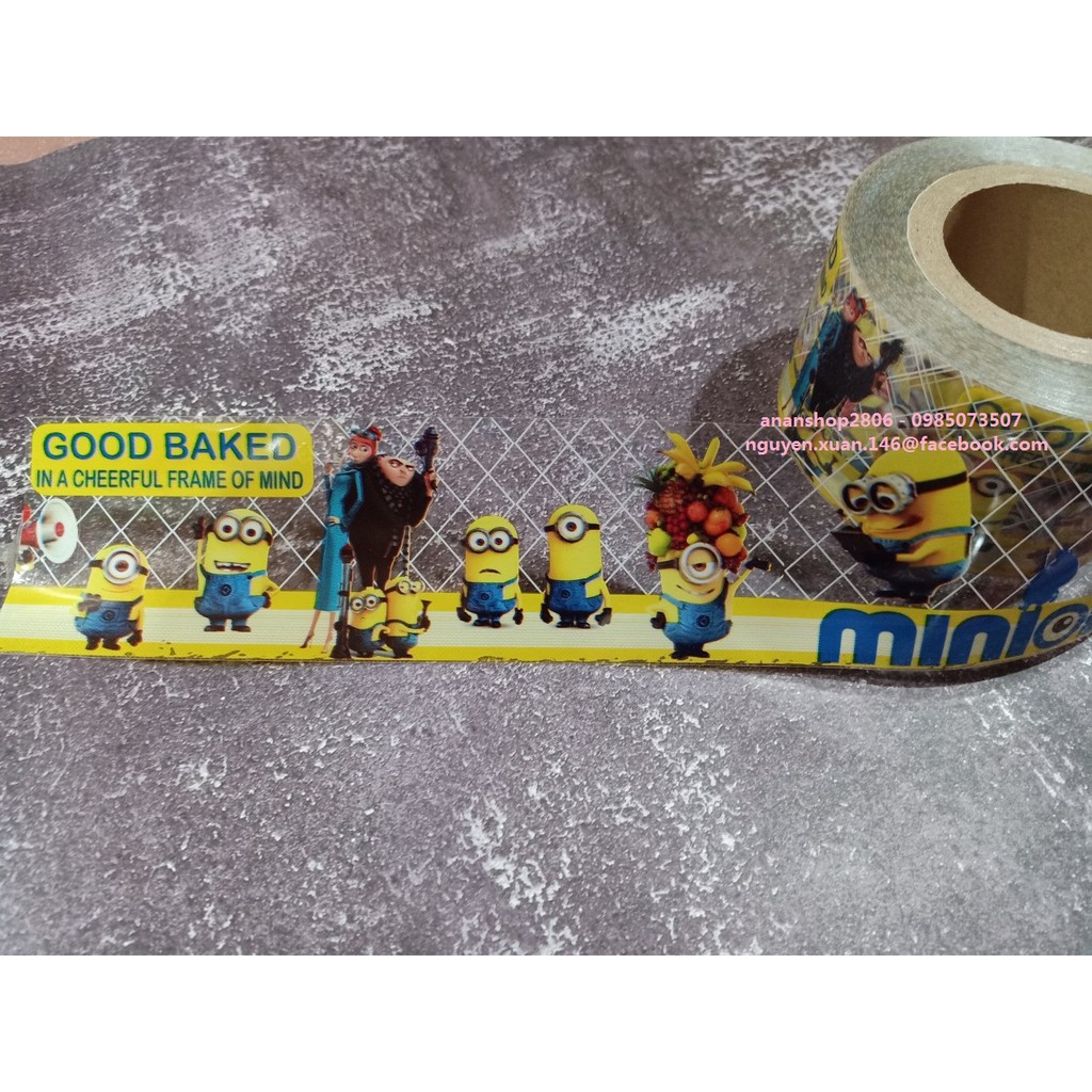 Cuộn Mica bọc bánh Mousse Minions 8cm