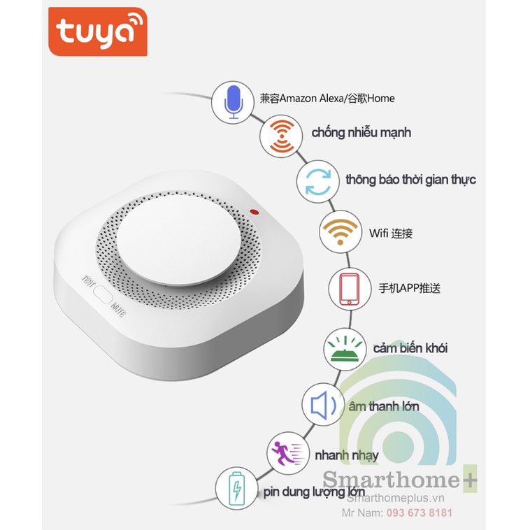Đầu Cảm Biến Khói Báo Động Hỏa Hoạn Wifi Tuya ST-3v2