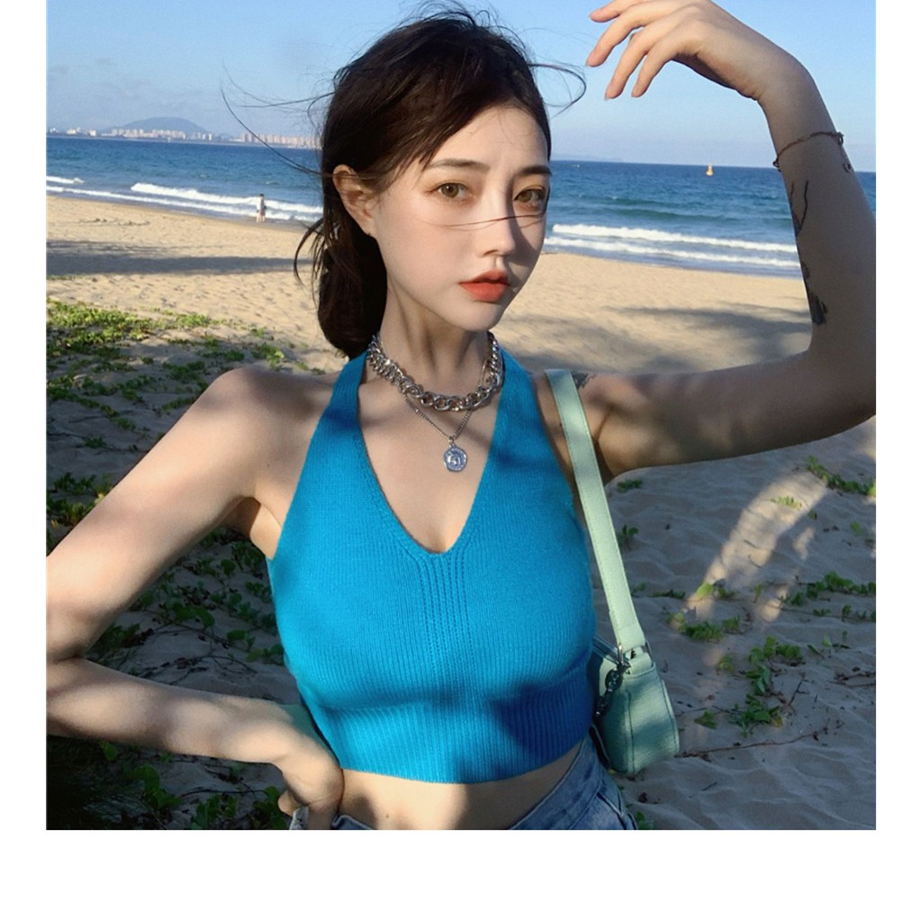 Áo hai dây áo kiểu nữ len dệt kim mùa hè cao cấp HQ YUKIBLOOM Áo hai dây nữ croptop len tặng quà ngẫu nhiên AK09 | BigBuy360 - bigbuy360.vn