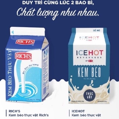 Kem béo thực vật Rich lùn,Kem Ice hot Ongvangfoods 454g
