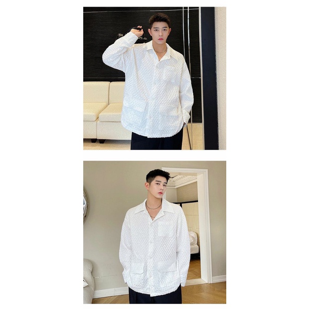 Áo Sơ Mi Thiết Kế Ba Chiều Dập Nổi Retro CX Dành Cho Nam