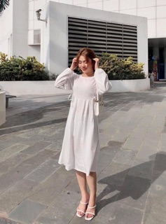 [Ảnh thât] Váy Babydoll dài tay thắt eo
