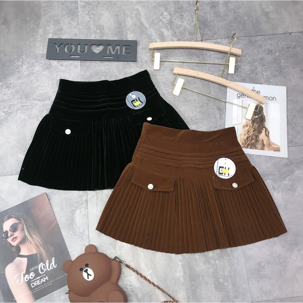 Chân váy nhung 2 túi trước mã 1021 ( kèm ảnh thật,video) | BigBuy360 - bigbuy360.vn