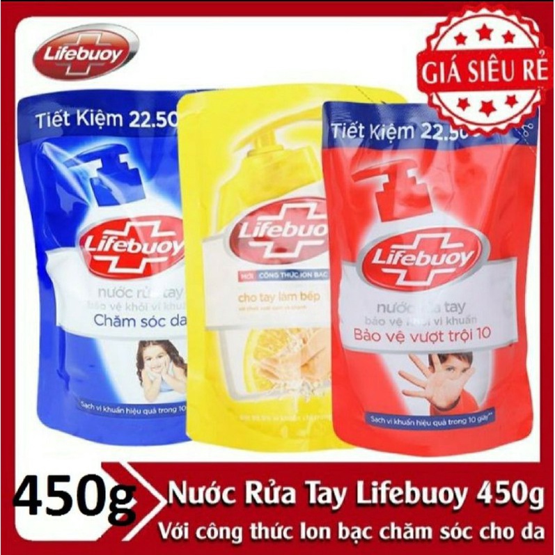 (Hàng chất lượng) Nước rửa tay lifebuoy 450g túi vàng - cho tay làm bếp