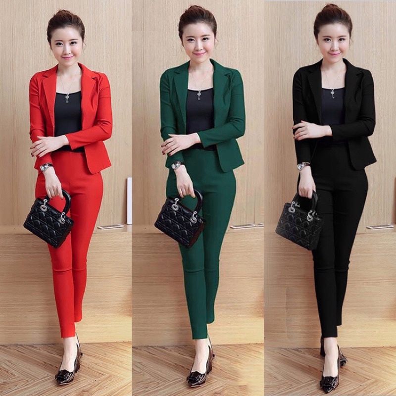 Set bộ vét công sở cao cấp 3 món áo vest, quần tây, áo trong - Hàng nhập khẩu