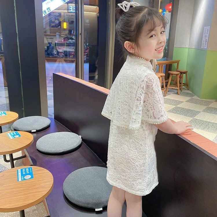 Set Sườn Xám + Áo Choàng Màu Trơn Thời Trang Mùa Hè Dành Cho Bé Gái