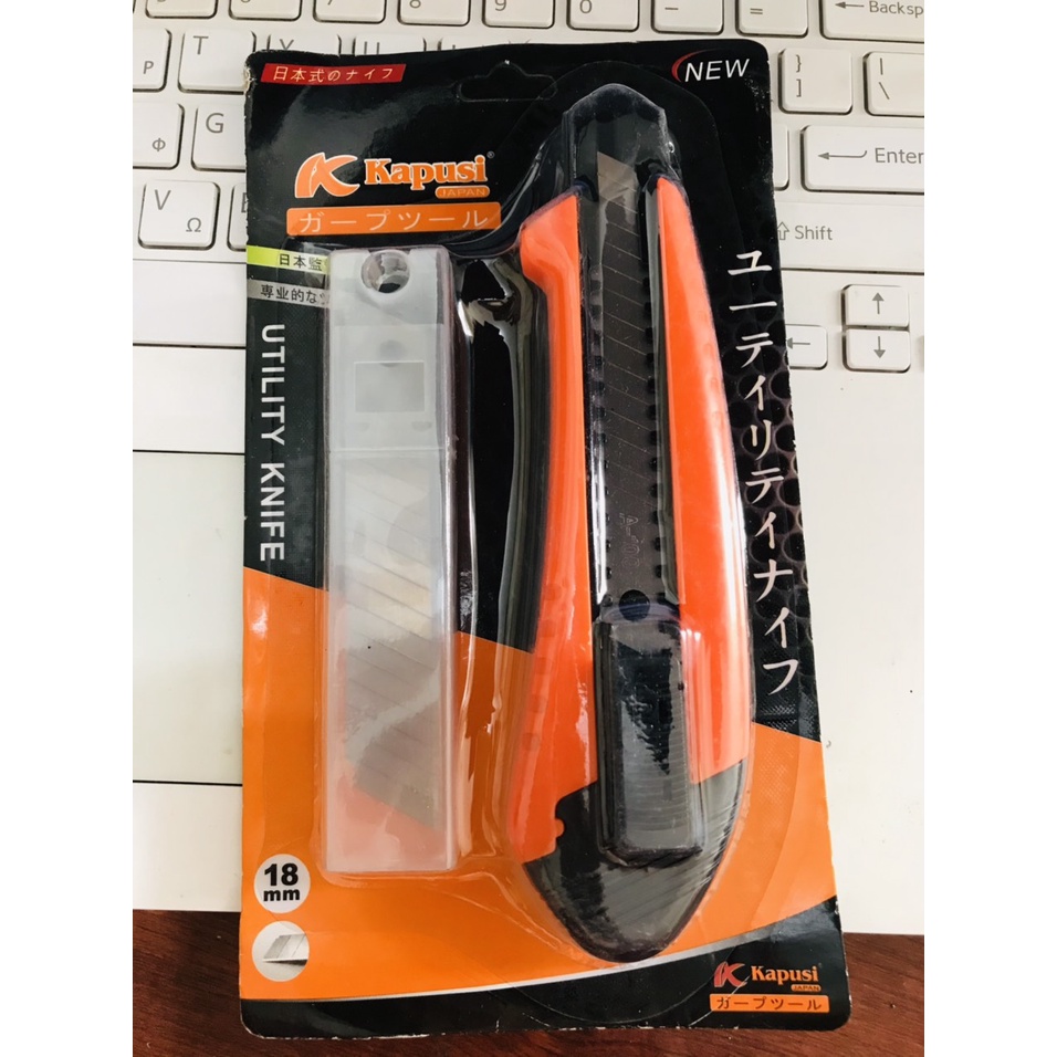 DAO RỌC GIẤY CAO CẤP KAPUSI 18MM_TẶNG KÈM 5 LƯỠI CẮT KIM KHÍ ĐỨC NGUYEN