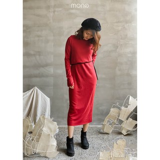 Váy len thu đông thiết kế layer đỏ MONO