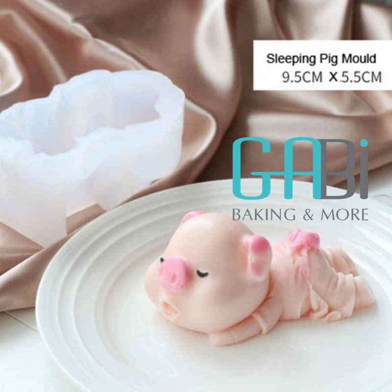 Khuôn silicon 4D hình heo nằm ngủ