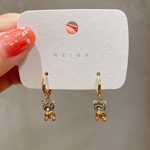 Bông tai hình chú gấu phong cách Hàn Quốc đơn giản thời trang cho nữ 2021