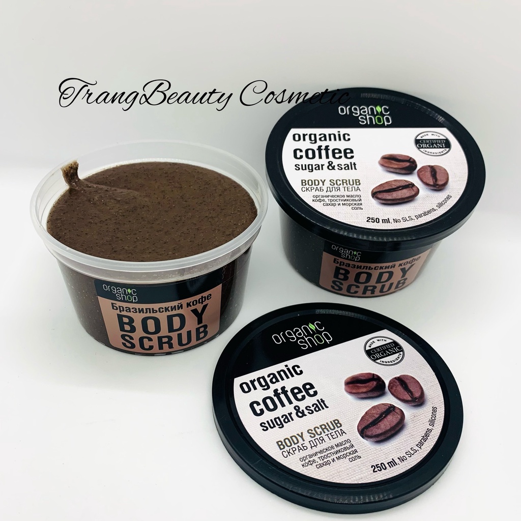 TẨY TẾ BÀO CHẾT TOÀN THÂN ORGANIC SHOP COFFEE &amp;SUGAR BODY SCRUB