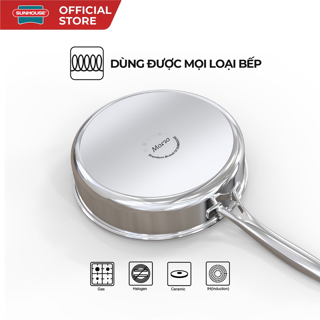 Bộ nồi chảo inox đa lớp SUNHOUSE SHG700