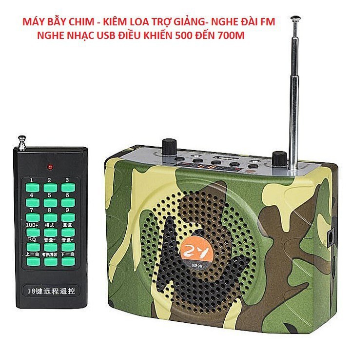 Loa Bẫy Chim, Kiêm Máy Trợ Giảng - Bắt Đài FM - Nghe Nhạc USB  Có Điều Khiển