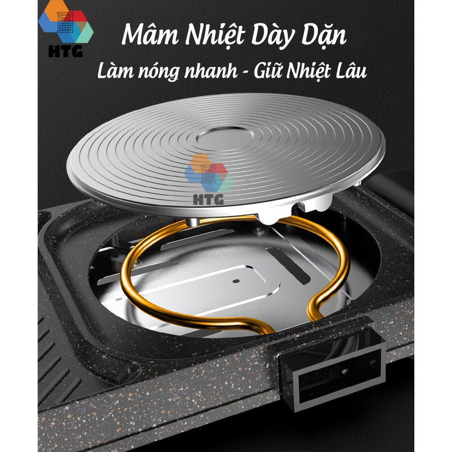 Bếp lẩu nướng 2 trong 1 thế hệ mới, nồi lẩu 2 ngăn tách rời dung tích lớn