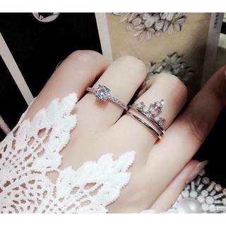 Nhẫn vương miện 2 in 1 bạc ta cao cấp - [ CHUYÊN SỈ BẠC TA ]