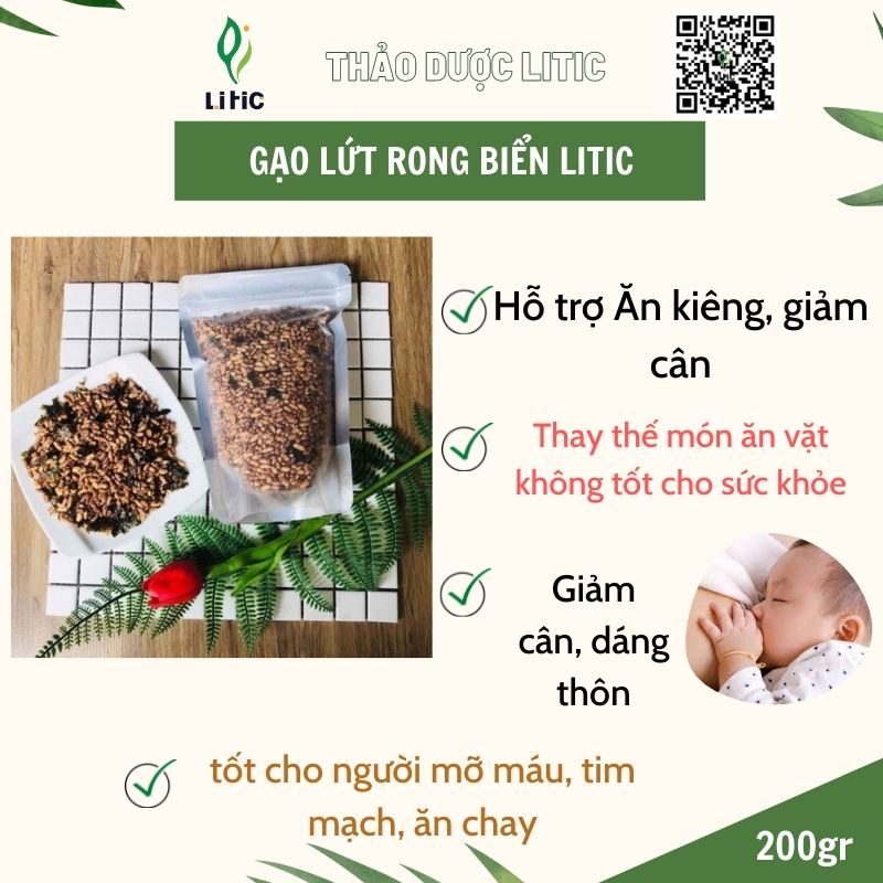 Gạo lứt rang rong biển sấy giòn tan giảm cân, cung cấp dinh dưỡng , thay bữa ăn LITICGL2356