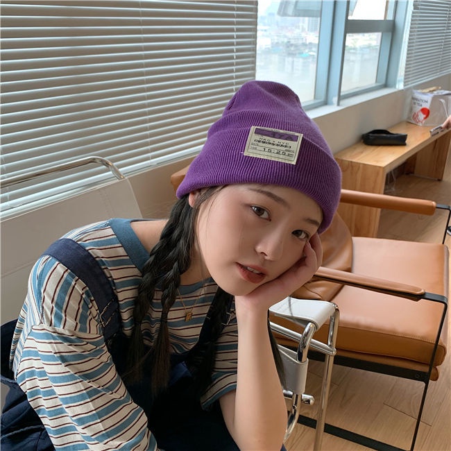 Mũ len giữ ấm bảo vệ tai màu sắc kẹo ngọt phong cách thời trang nhật bản