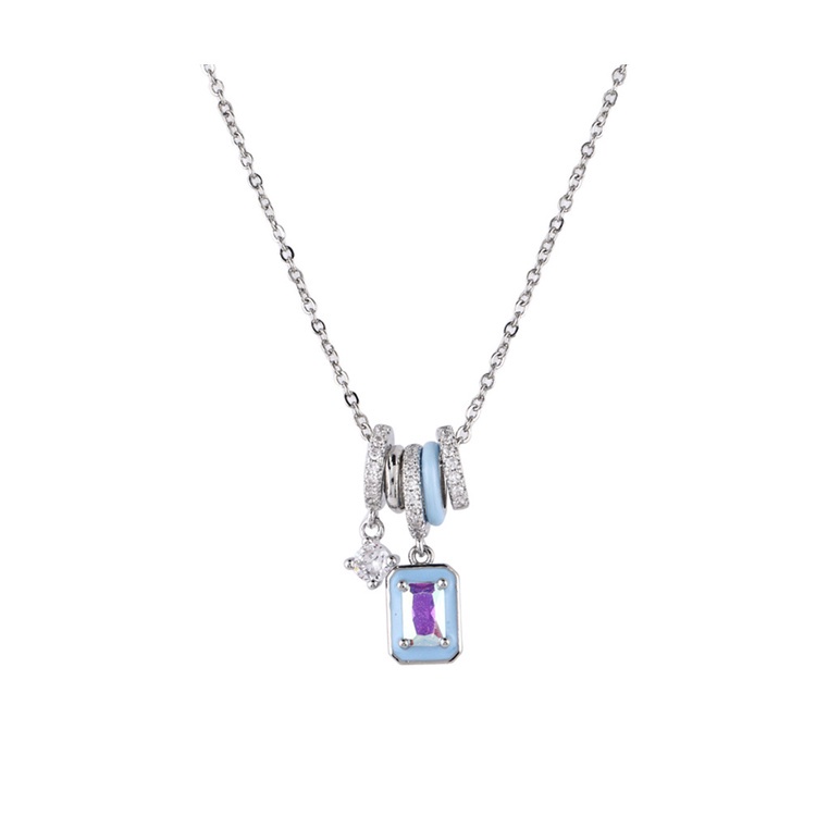 Luo Ying Vòng cổ Thiết Kế Đặc Biệt Màu Kẹo Ngọt Đá Cực Quang Cao Cấp Hình Vuông Nhẹ Nhàng-JHS2-S