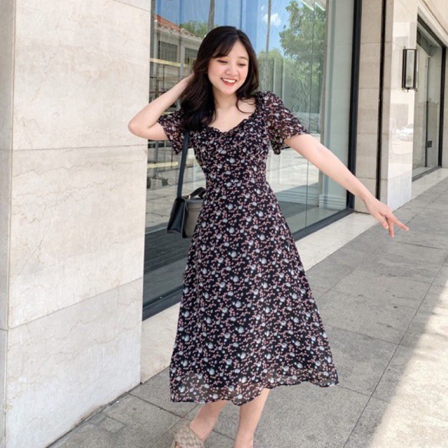 Đầm HERA - đầm hoa dáng midi
