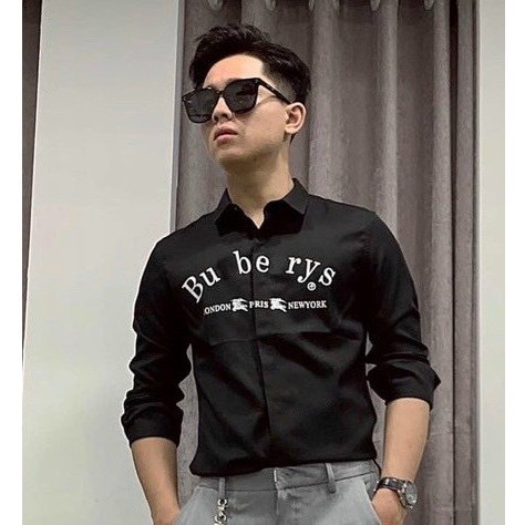 Áo sơ mi nam trắng BURBERRYY dài tay họa tiết in nhiệt vải đẹp mẫu mới nhất cao cấp KEN_STORE