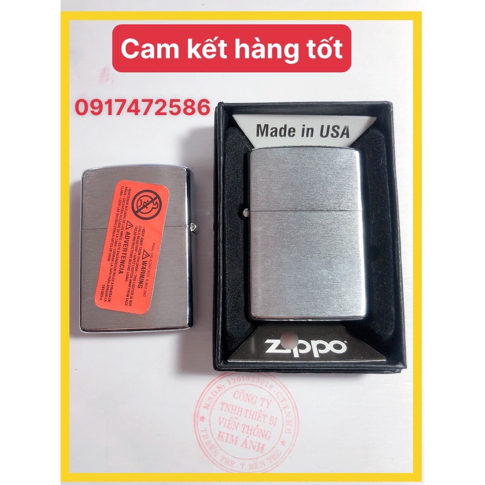 Bật.Lửa Ziippo Bạc Xước main USA, Có tem đỏ