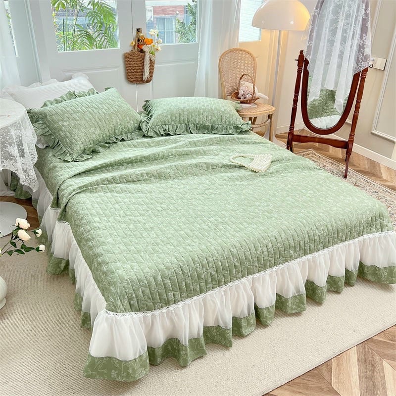 Bộ ga gối trần bông chùm giưong cotton 100% sửa dụng cho cả 4 mùa thoáng mát ,bền đẹp