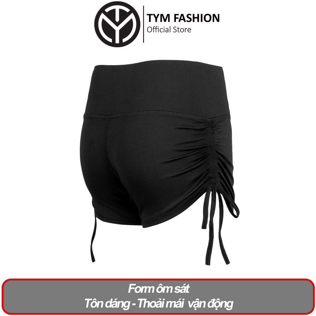 Quần đùi tập gym yoga Thể Thao dây rút Nữ TYM lưng Cạp V vải Poly cao cấp Co dãn Thoáng mát Q002 - TYM FASHION