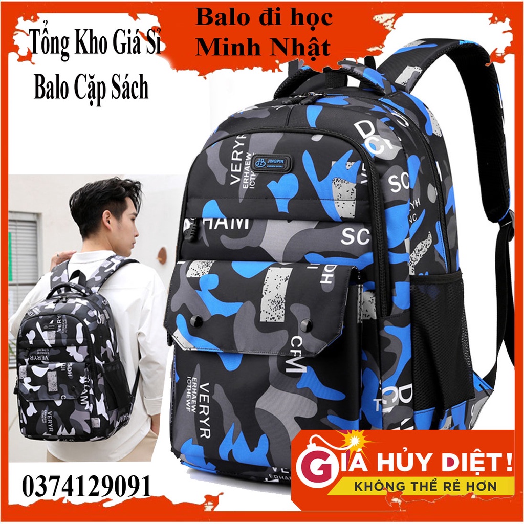 Balo Thời Trang Đi Học Nam Nữ, Cặp Học Sinh Cấp 2,3 Phối Màu Thời Thượng, Balo Laptop thời trang nhiều ngăn để đồ