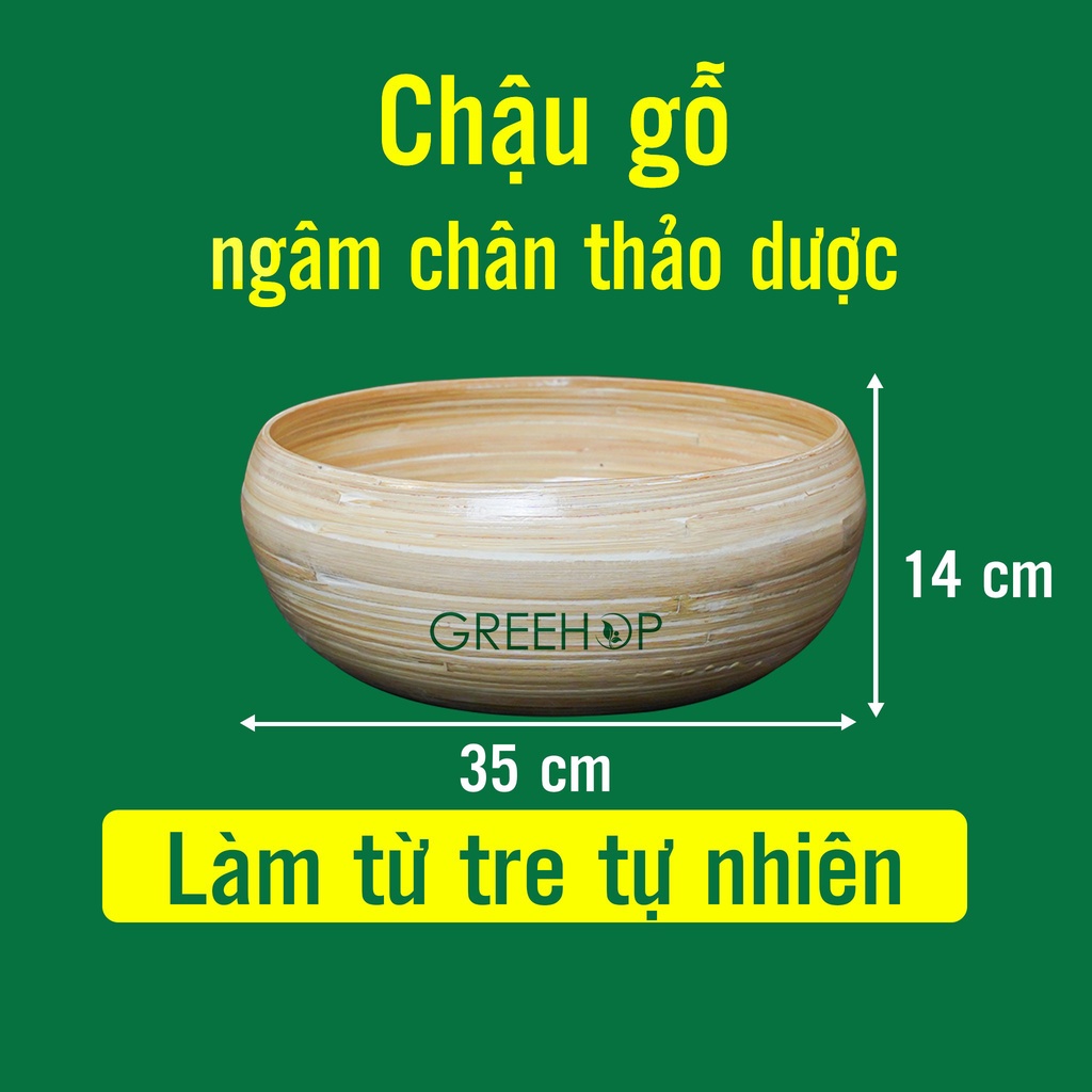 Chậu gỗ ngâm chân, muối ngâm chân thảo dược giảm tê bì chân tay, ngủ ngon sâu giấc