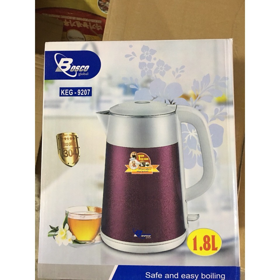 Ấm Siêu Tốc Hàng Cao Cấp, Ấm Đun Nước Siêu Tốc Bosco KEG 9207 Hàng Chính Hãng