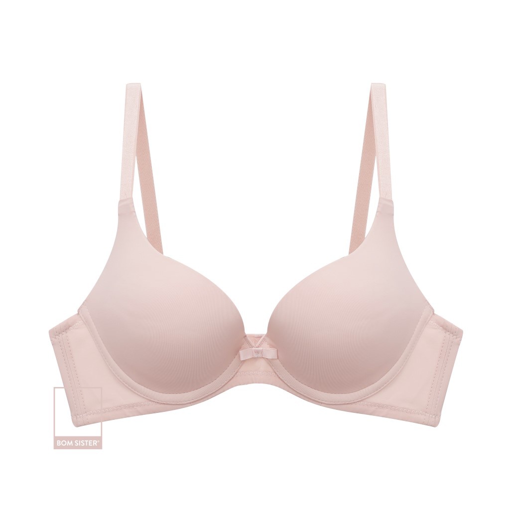 Áo lót mút vừa có gọng thun lạnh màu trơn dây áo liền nâng ngực tự nhiên BOM SISTER LC2902