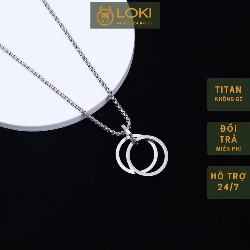 Dây Chuyền Nam 2T Màu Bạc Đẹp Loki Accessories Cao Cấp Cá TÍnh - Vòng Cổ Nhẫn Chất Liệu Titan Cao Cấp Không Gỉ