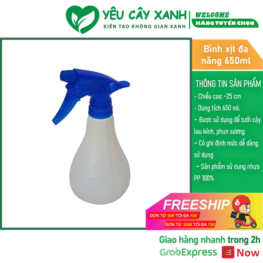 Bình Xịt Đa Năng 650ml - Bình Xịt Nước Phun Sương 650ml -Bình Tưới Cây, xịt lau kính, phun sương