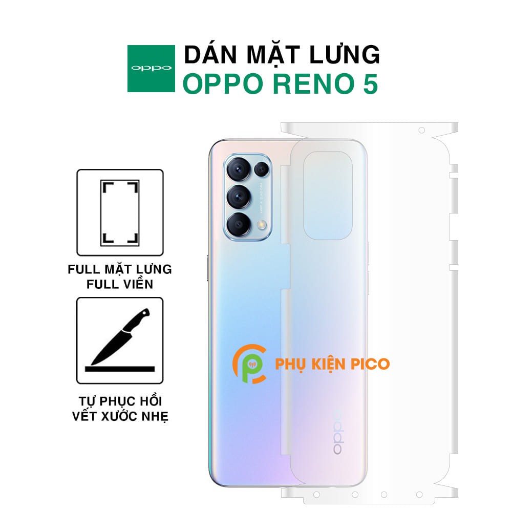 Dán lưng Oppo Reno 2F / Reno 2 / Reno 3 / Reno 4 / Reno 5 full mặt lưng dẻo trong suốt PPF tự phục hồi vết xước