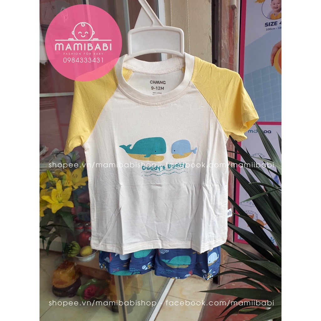 [Chaang] Bộ Cộc Tay Raglan Sea Cho Bé Chất Liệu Cotton