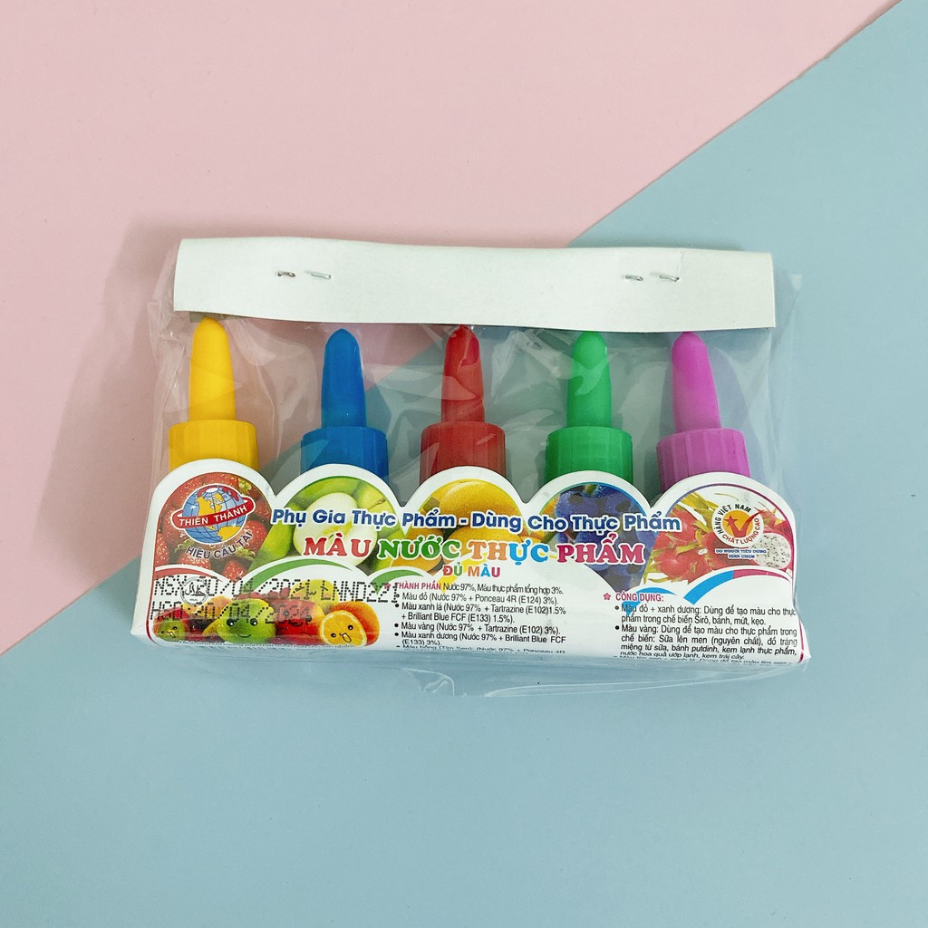 Combo 5 màu thực phẩm Màu thực phẩm làm bánh và làm slime an toàn