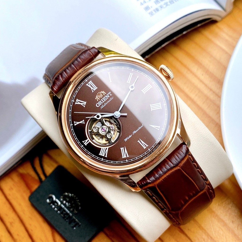 Đồng hồ Nam Orient Caballero Automatic FAG00001T0 Hở tim,Mặt nâu-Máy cơ tự động-Dây da nâu cao cấp-Size 42mm