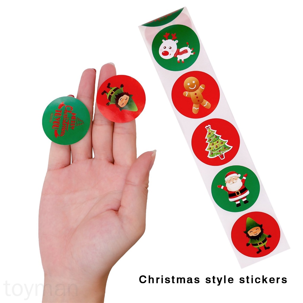 Cuộn 500 nhãn dán trang trí họa tiết giáng sinh