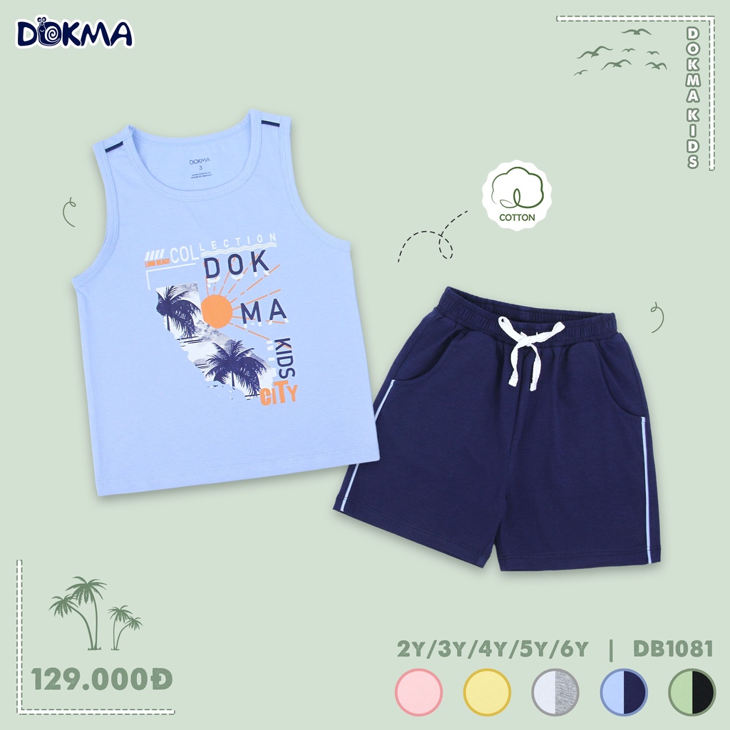 Bộ ba lỗ / sát nách dáng thể thao vải cotton cho bé - DOKMA