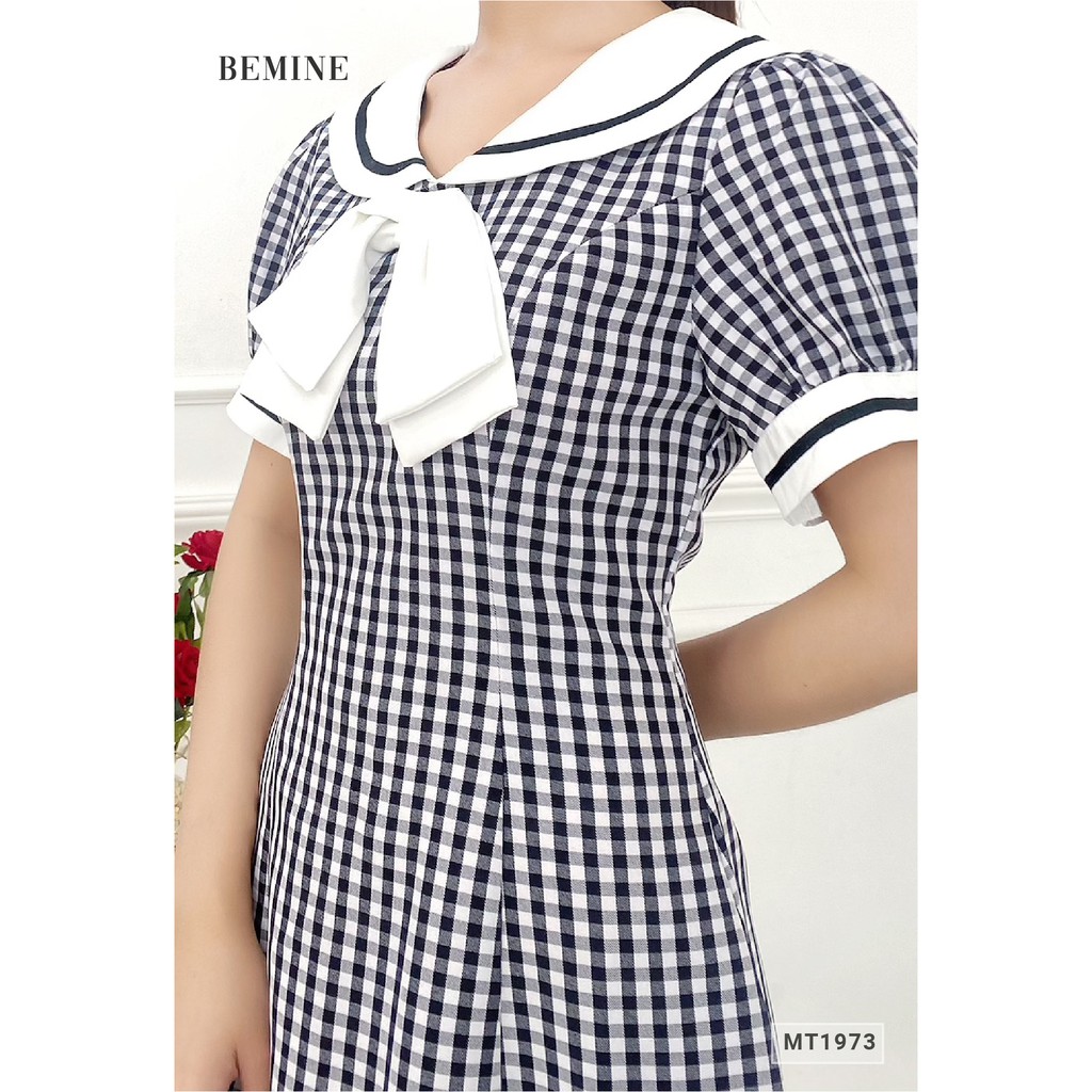 Đầm nữ dáng xòe họa tiết caro đuôi cá thủy thủ thiết kế dễ thương BEMINE MT1973DEN | BigBuy360 - bigbuy360.vn