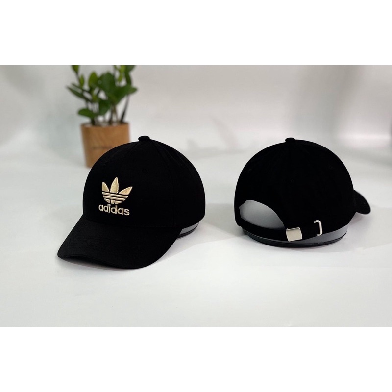 Mũ lưỡi trai thêu chữ Adidas màu đen, Nón kết form cứng cáp chuẩn store full box🖤